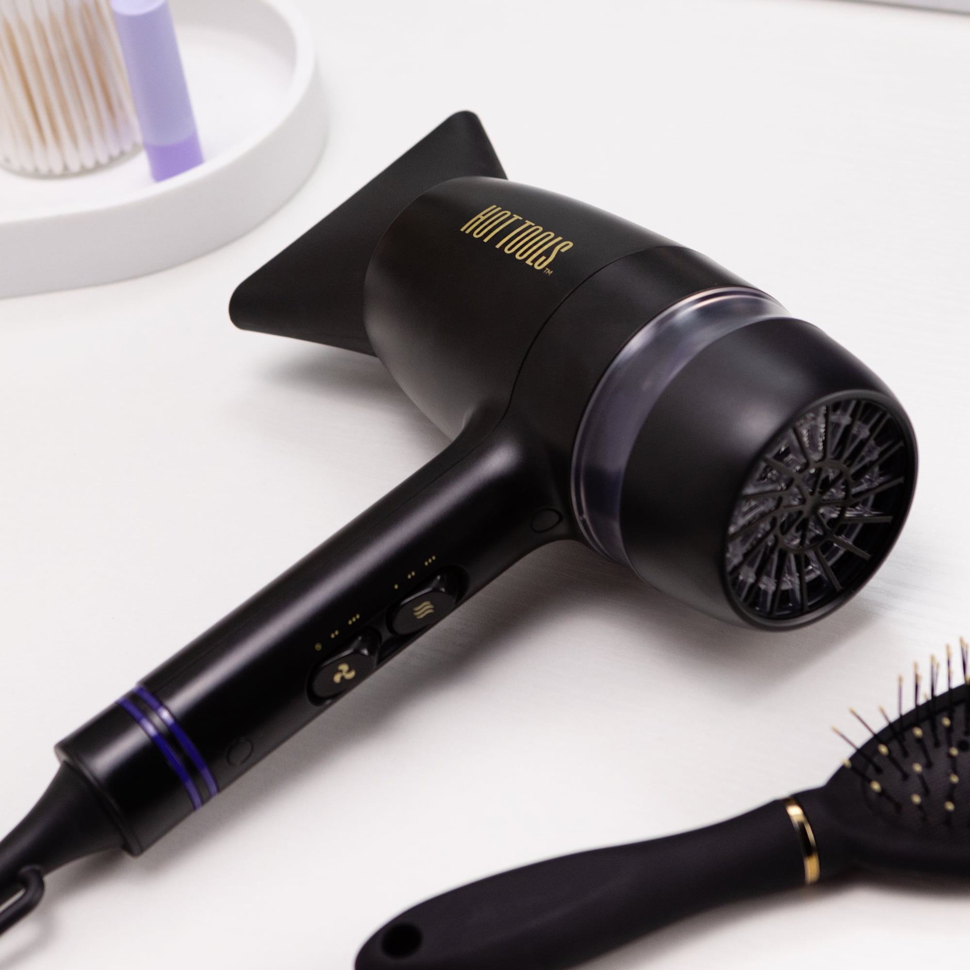 Hot Tools Pro Signature Tourmaline Ceramic Quiet Air Hair Dryer, Black
