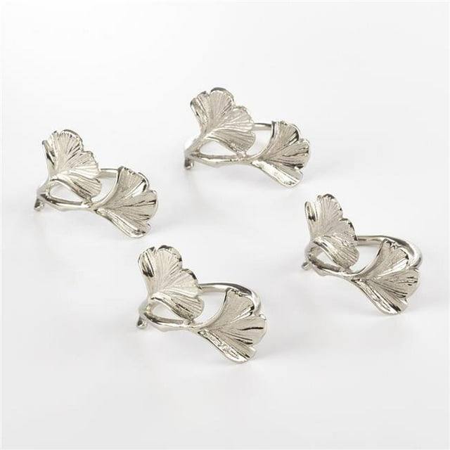 SARO NR307.S Ginko Design Ginko Napkin Ring Silver - Set of 4