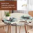 thumbnail image 5 of Victorian Style Round Fitted Table Cover Vintage Blue Flowers Broccoli Waterproof Table Cloth with Elastic Edge Wipeable Tablecloth for Picnic Camping Party Fits 45"-54" Diameter, 5 of 8