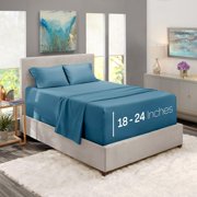 Nestl King Size Sheet Set, 4 Piece Extra Deep Pocket (18-24 inches), Microfiber, Hotel Luxury, Soft, Breathable, Wrinkle-Free, Easy to Care, Blue Heaven