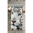 thumbnail image 3 of Ambesonne Black White Quilted Bedspread Set 2 Pcs, Winter White Tiger, Twin Size, White Black and Grey, 3 of 3
