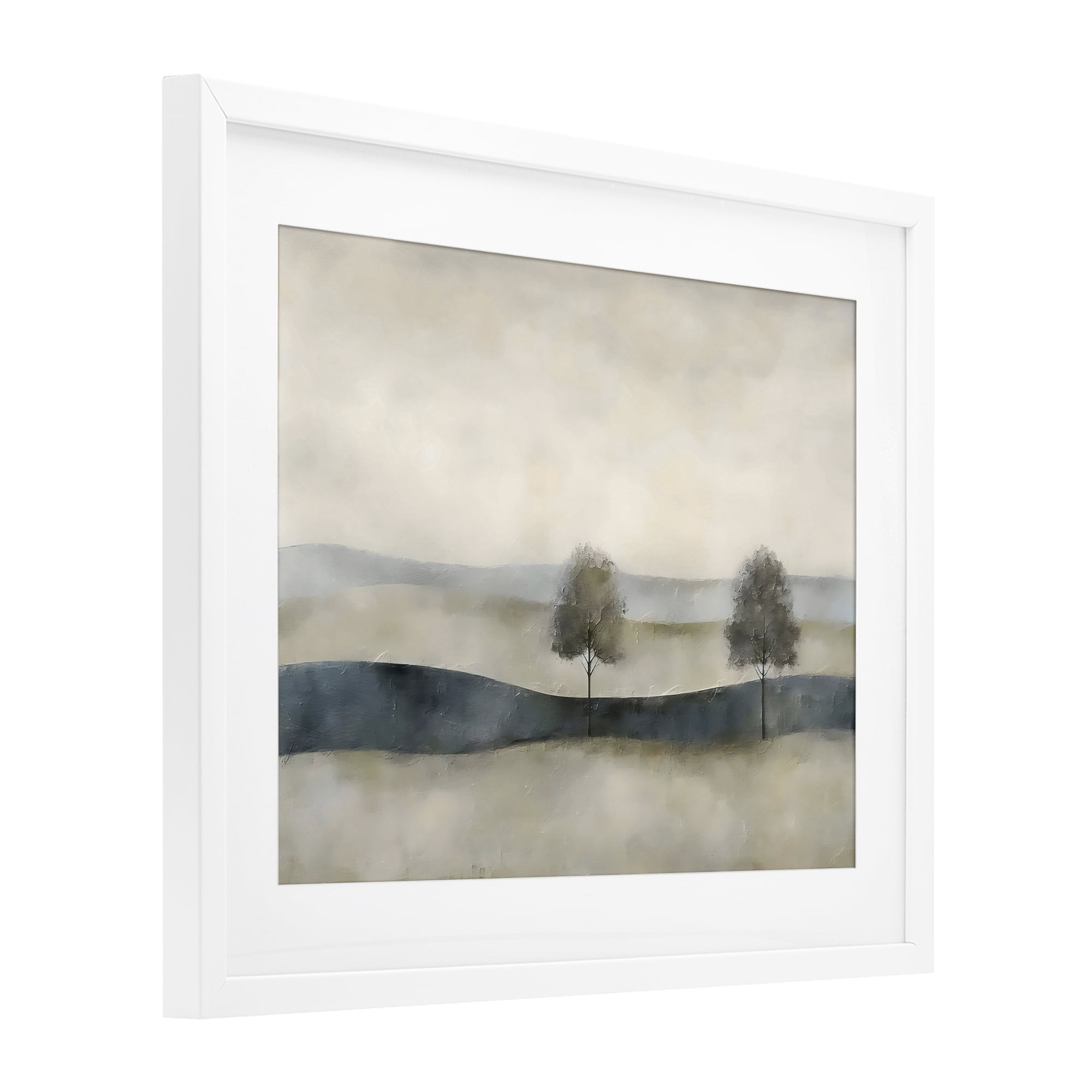 Stupell Industries Muted Horizon with Trees White Framed Print Under Glass, design by Riley B