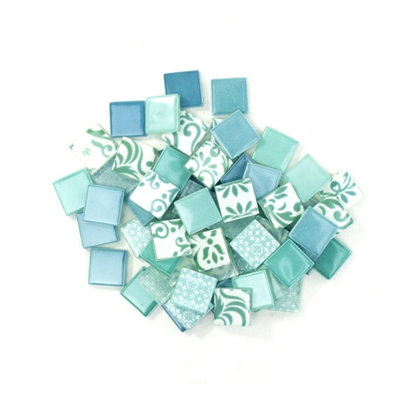 Mosaic Mercantile Patchwork Tiles - Light Blue/Teal, 3 lb