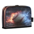 thumbnail image 2 of Standing Pencil Case with Base Large Capacity Stationery Pouch Pen Bag with Zipper for Women Men Baseball with Water and Fire, 2 of 7