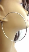 Large 4.25 inch Hoop Earrings Silver Plated Hoop Earrings