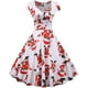 thumbnail image 1 of Vestido de Navidad para mujer, estilo vintage, manga corta, estilo años 50, estilo retro, para cóctel, escote en V, falda plisada, vestido de fiesta, elegante, estilo festivo, estilo, 1 of 4