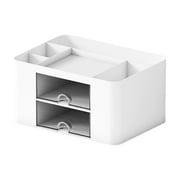 Tumotour Desk Organizer With 2 Drawer Multi Functional Pencil For Desk Desk Organizers And Accessories With 5 Compartments Drawer For Office With Study Supplies