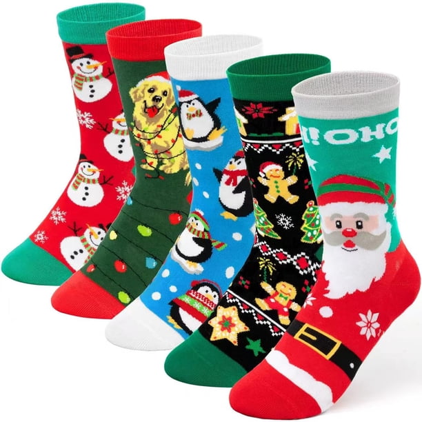 Calcetines Navideños Dsia Zamur para Niños 5 Pares 7-10 Años con Caja de Regalo