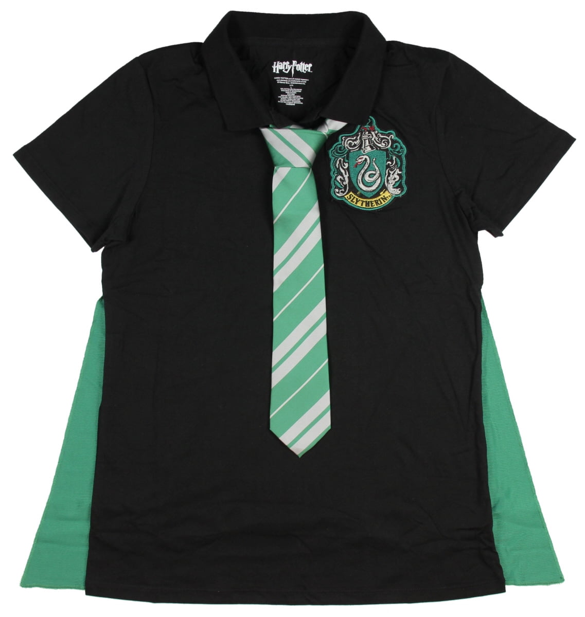 Harry Potter Juniors Slytherin Caped Polo Shirt With Tie