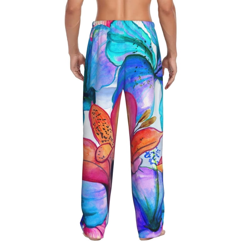 Xecao Bright Flowers Men's Straight Lounge Pajama Pants: The
