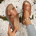 thumbnail image 2 of Xfvqtps Orthopedic Sandals for Women Slide Arch Support Peep Toe Cross Straps Buckle Decor Soft Sole Comfortable Casual Summer Beach Walking Wedge Sandals Brown, 2 of 9