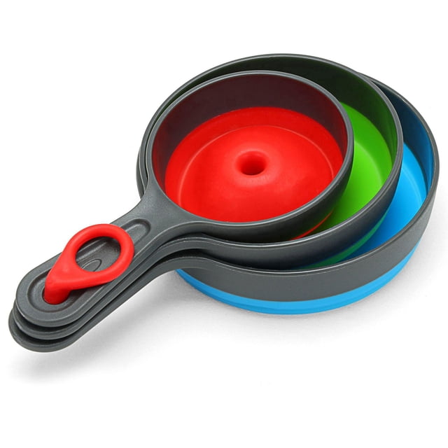 Embudo plegable de silicona de 3 piezas Embudo de cocina plegable Embudos de cocina pequeños y grandes para cocina y hogar Botellas de agua Aceites Líquidos y polvos