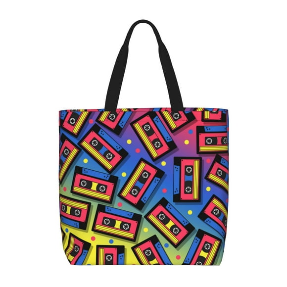 Easygdp Vintage Audio Cassettes Bolsa Tote para Mujer, Bolso de Hombro para Trabajo, Playa, Viajes, Compras y Supermercado