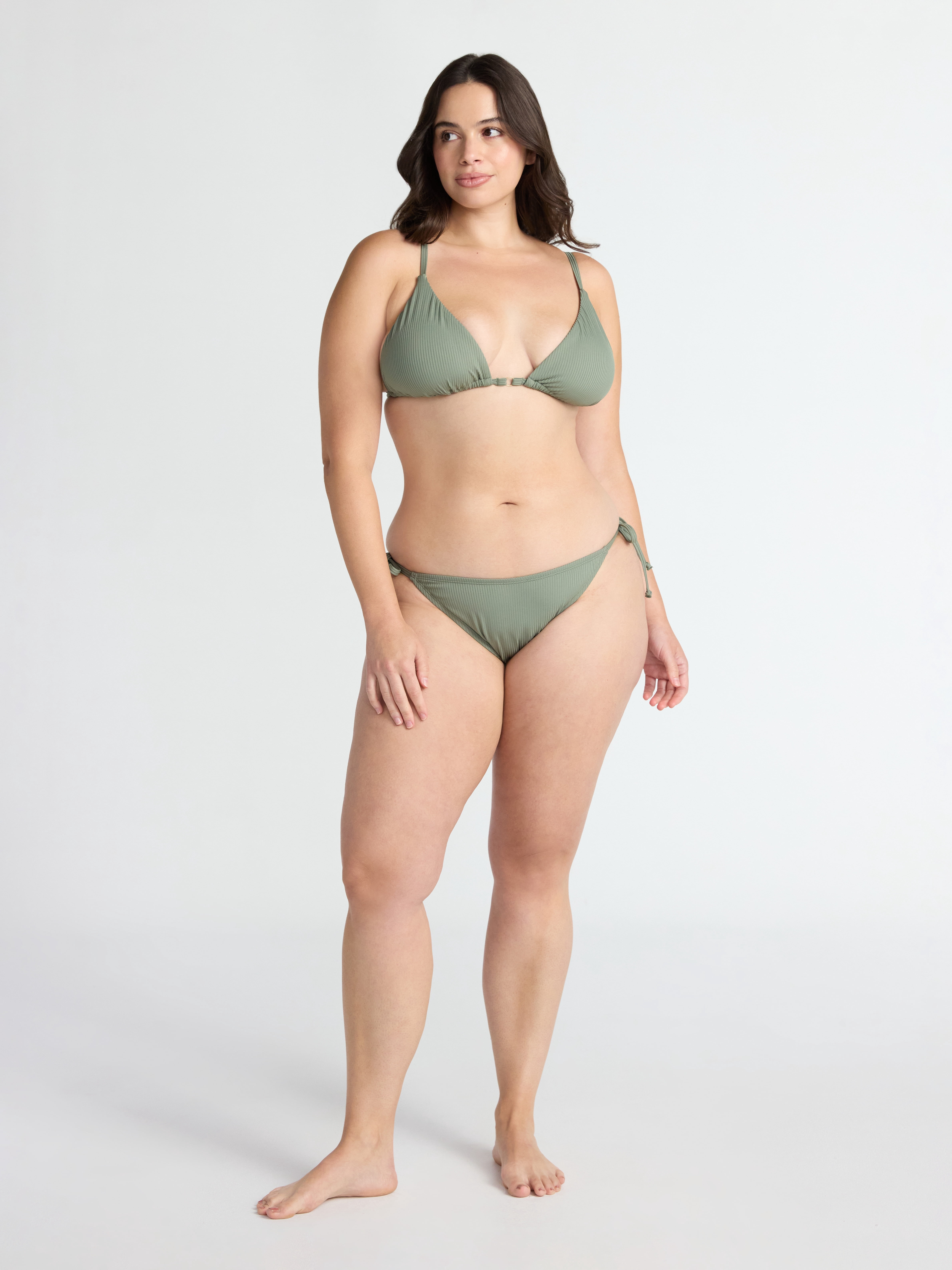 Time and Tru Women's and Women's Plus Ribbed Side Tie Bikini Swim Bottoms, Sizes XS-2X
