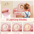 thumbnail image 6 of Costway Kids Vanity with Lights, 2 Drawers & 2-Tier Bookshelf, 3 Hooks & 2 Open Shelves Pink, 6 of 10