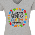thumbnail image 4 of Inktastic I Love my Brother Autism Awareness Women's V-Neck T-Shirt, 4 of 5