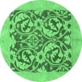 thumbnail image 1 of Ahgly Company Indoor Round Abstract Emerald Green Modern Area Rugs, 4' Round, 1 of 4