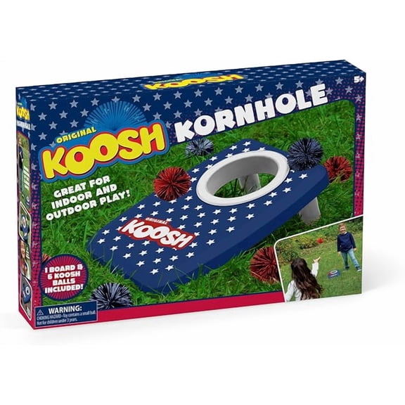 Koosh Kornhole 4th of July - Cornhole Set for Kids - Outdoor Toys for Boys and Girls - Perfect for Beginners - Preschool Toys, Easy Storage, 1 Kornhole Board, 6 Koosh Balls Included, Ages 5
