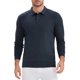 thumbnail image 5 of Camisa de polo de punto de negocios de color sólido de manga larga para hombre S azul oscuro, 5 of 6