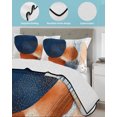 thumbnail image 4 of Navy Blue Burnt Orange Queen Size Down Alternative Comforter, Lightweight Comforter Quilt Bedding Set with Pillow Shams Artwork Vintage Geometric All Seasons Bed Comforter Duvet Insert 90"x96", 4 of 7