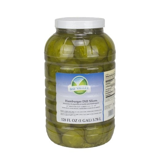 Bay Valley Dill Hamburger 1/8 Smooth Pickle Slice Bulk, 1 Gal - Case of 4