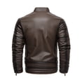 thumbnail image 2 of guisaled Men Faux Leather Jacket Winter Thicken Warm Fleece Lined Motorcycle Bomber Jacket Lapel Collar Zipper Up Pu Casual Jackets, 2 of 4
