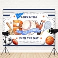 thumbnail image 4 of Sports Baby Shower Backdrop Photography Boys Baseball Football Basketball Kids Oh Baby Background A New Little All Star is On The Way Party Decorations Banner Photo Booth Props Supplies, 4 of 5