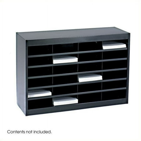 UPC: 0073555921120 | Safco E-Z Stor Black Mail Organizer – 24 Letter Size Compartments