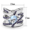 thumbnail image 2 of High polished (no plating) Stainless Steel Ring with Synthetic Synthetic Glass in Light Sapphire for Women Light Sapphire Stone Color Style TK865 Size 8, 2 of 4