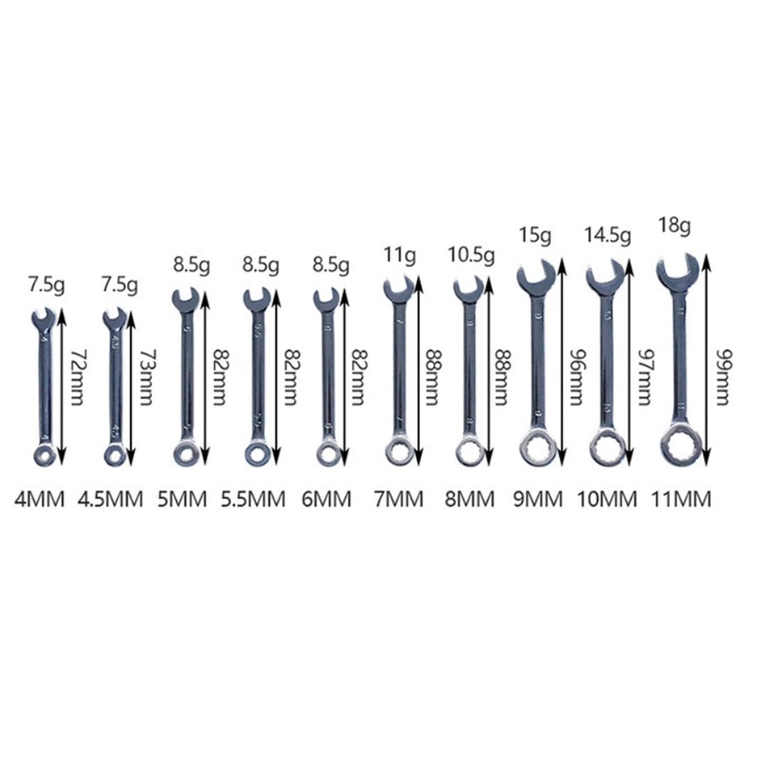 10Pcs Mini Combination Small Engineer Wrench Set Key Ring Set Tools Spanner 4-11mm Metric 10Pcs Mini Combination Small Engineer Wrench Set Key Ring Set Tools Spanner 4-11mm Metric