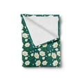 thumbnail image 2 of Floral Soft Flannel Fleece Throw Blanket, White Lotus Flowers on a Plain Backdrop Petals Buds Stem Blossoming, Cozy Plush for Indoor and Outdoor Use, 50" x 70", Forest Green Multicolor, by Ambesonne, 2 of 6