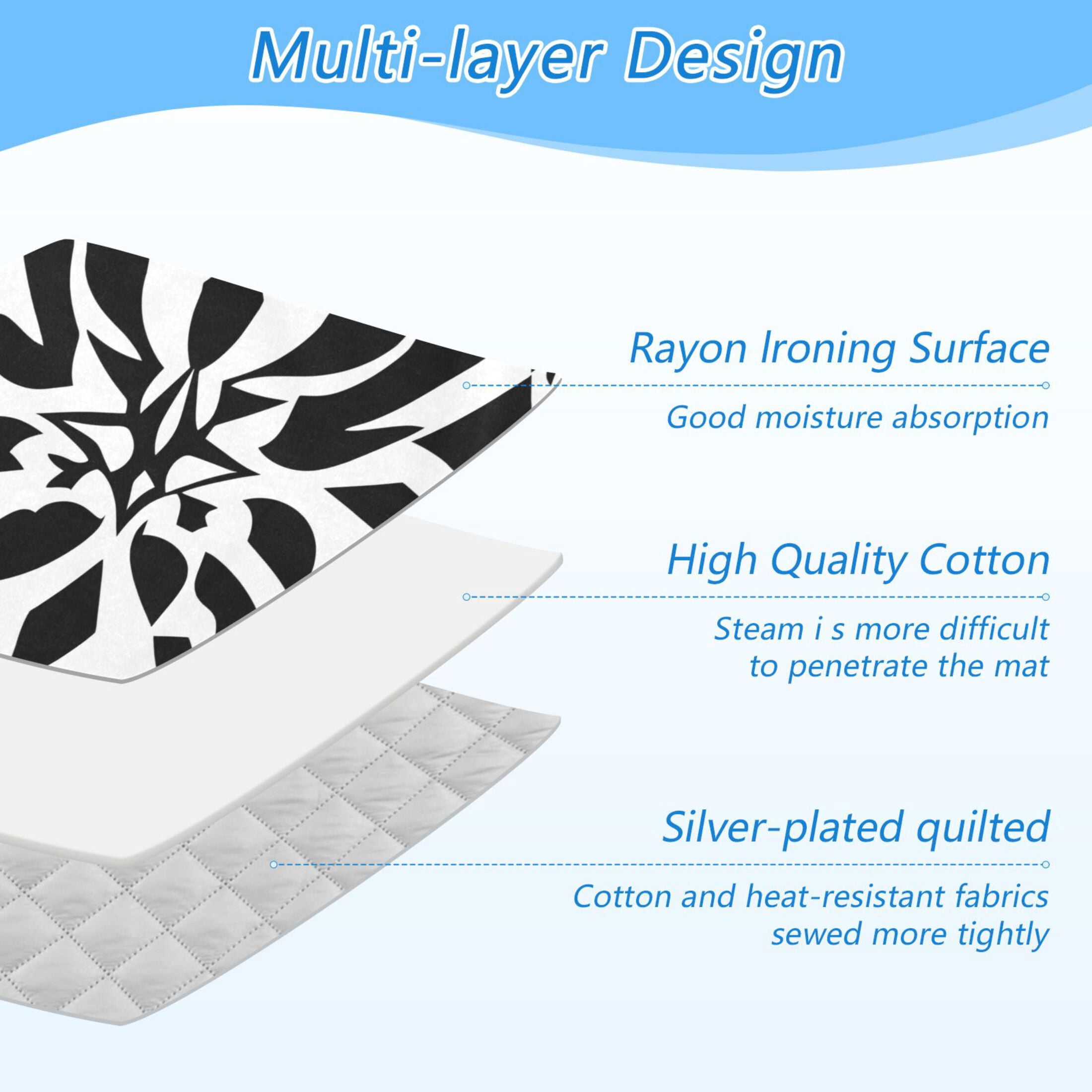 Black and White Art Pattern Ironing Mat Blanket for Table Top Travel Portable Ironing Board Pad 47.2x27.6 Inch