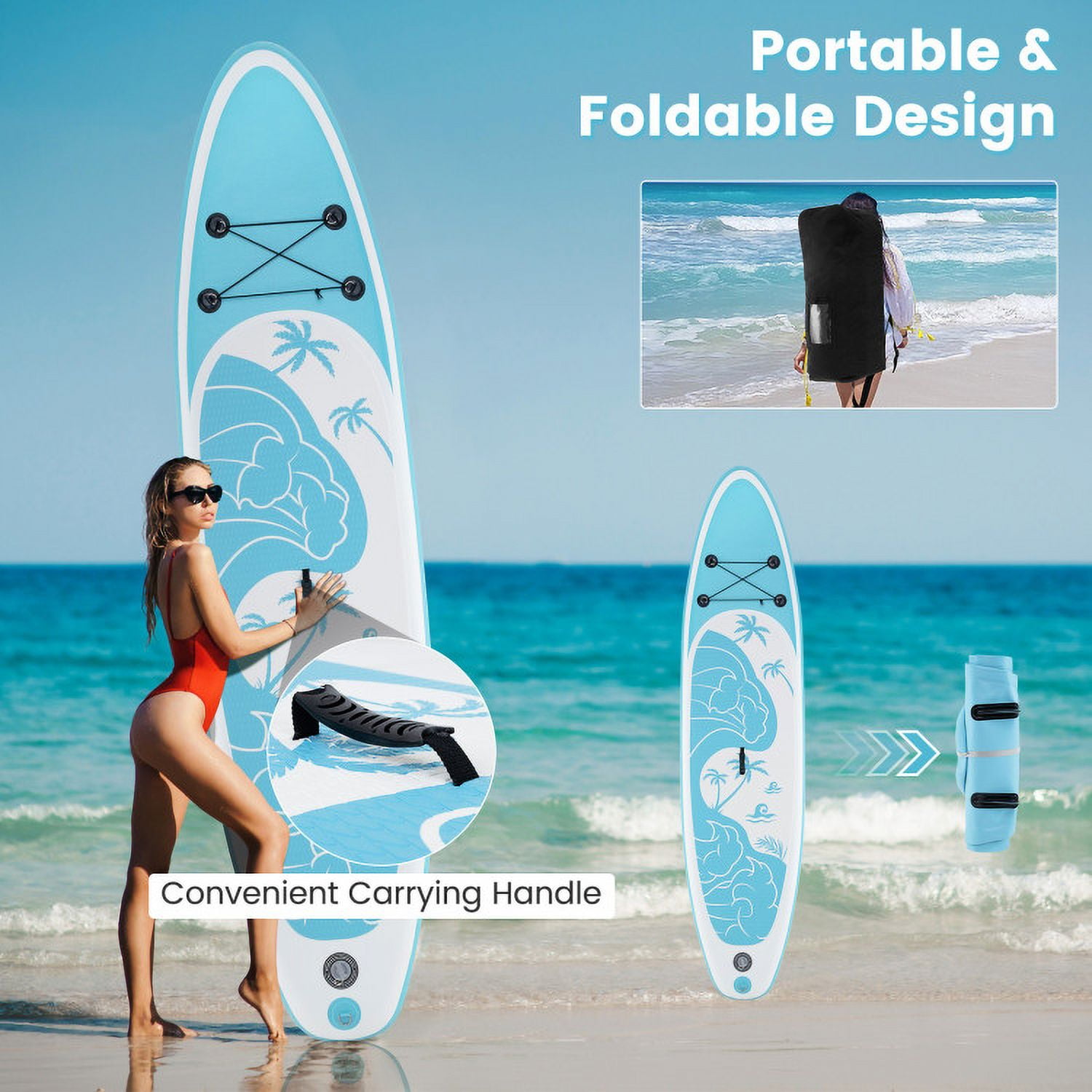 Spaco 10 Feet Inflatable Stand Up Paddle Board, Paddle Board with Premium SUP Accessories-S, Inflatable Paddle Board for Outdoor, Blue