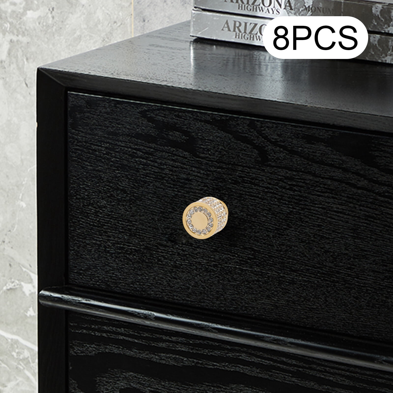 8 Pcs Modern Gold Cabinet Knob Shiny Cabinet Knob Round Furniture Handles for Home, Kitchen, Office