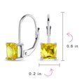 thumbnail image 4 of Bling Jewelry Womens Imitation Yellow Topaz Princess Cut Solitaire AAA CZ Drop Earrings Leverback, 4 of 6