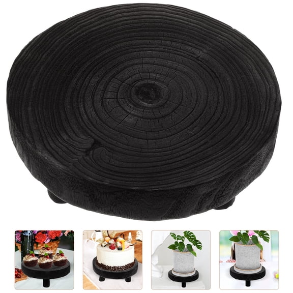CIMAXIC Home Use Round Stool Black Wood 1 Piece