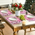 thumbnail image 6 of Beautynvta Christmas Placemat Set of 4, Pink Snowflake Printed Table Mat, Winter Linen Christmas Table Mats for Party Kitchen Dining Decoration, 12x18 Inch, 6 of 8