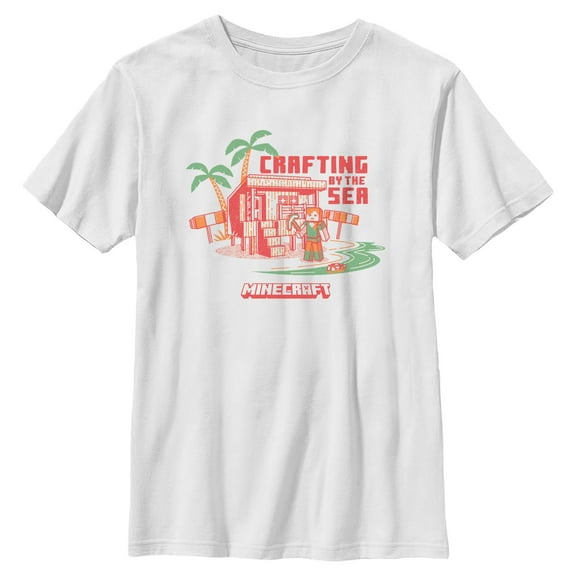 Boys Minecraft Alex Crafting by the Sea T Shirt