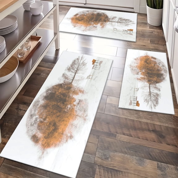 Floor Rugs Sets 3 Piece with Runner, Farmhouse Kitchen Rugs and Mats Non Skid Washable Runner Rug for Kitchen Sink Laundry