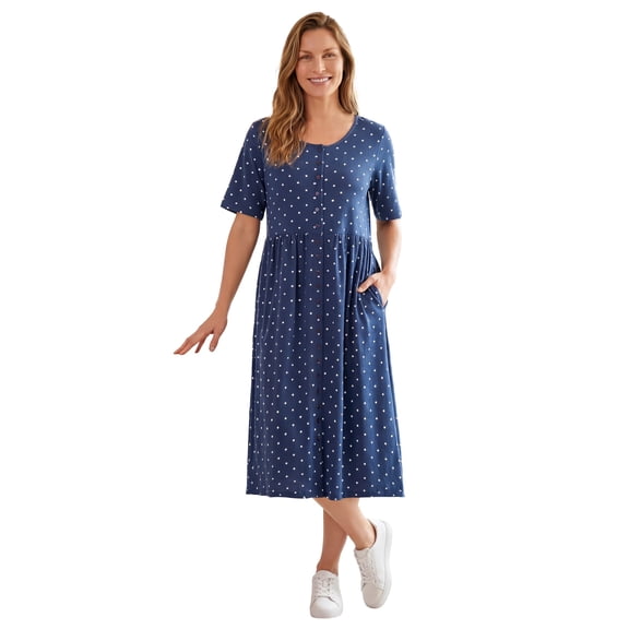Woman Within Plus Size Short-Sleeve Button-Front Pocket Dress (Petite Available)