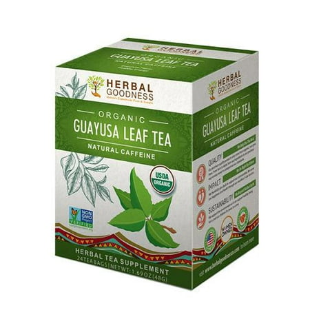 Guayusa Leaf Tea - 24 Teabags -100% USDA Organic, Non-GMO Verified - Energy Support - By Herbal (Best Herbal Tea For Energy)