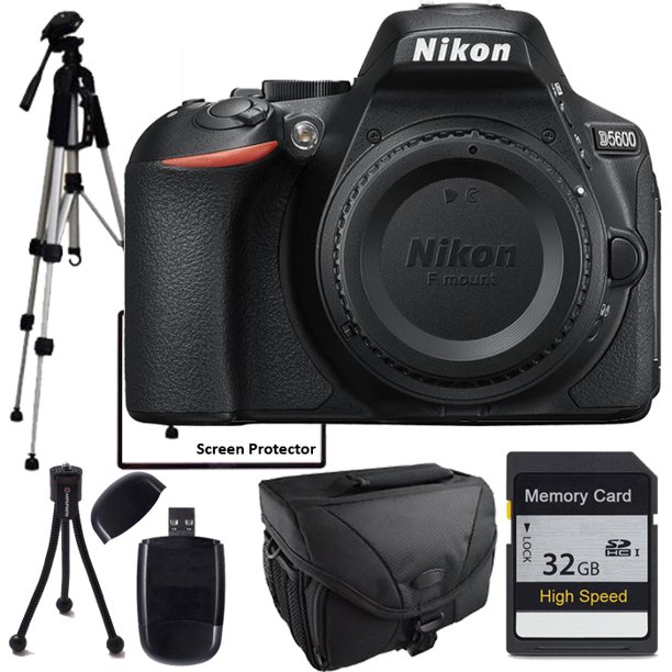 Nikon D5600 Camera with 32GB SDHC SD High Speed Class 10 memory card, camera case, Fulll size