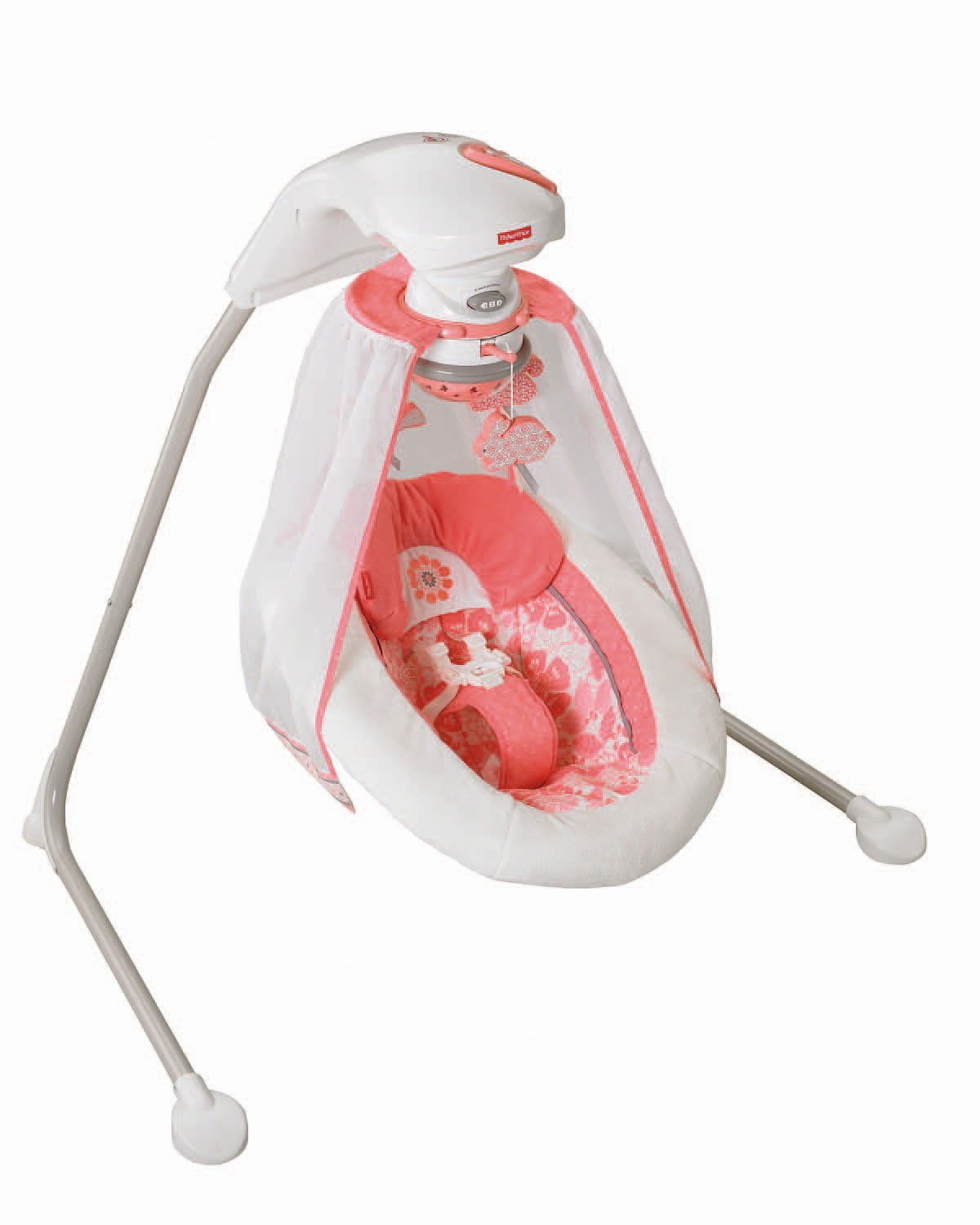 Fisher Price Coral Floral Baby Cradle Swing With Music And Hanging Toys X7050