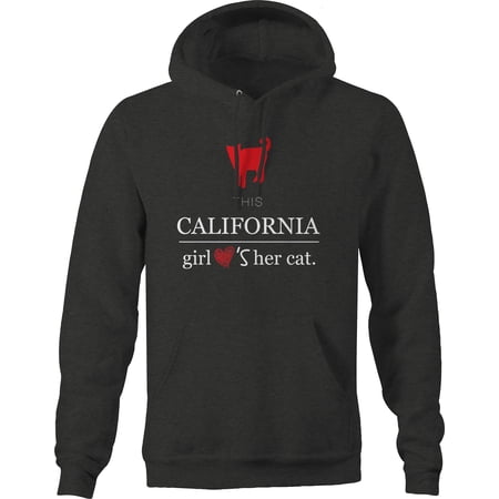 This California Girl Loves Her Cat Pet Hoodies for Men Large Dark Grey