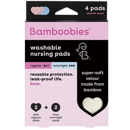 Bamboobies Washable Nursing Pads Combo Pack - 2 Pair, Blue and Pink