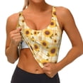 thumbnail image 3 of Fotbe Coffee Plaid Sunflower Sujetador Deportivo Largo sin Aros para Mujer con Almohadillas y Soporte Medio, Transpirable y Absorbente, Camiseta Tipo Chaleco o Tank Top-Small, 3 of 8