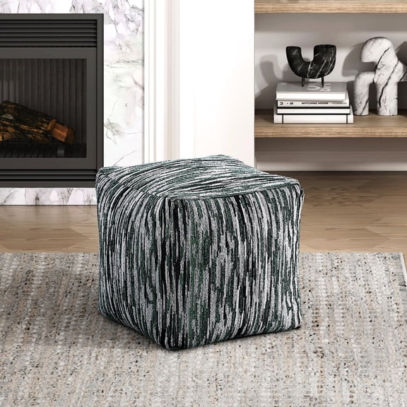 Fabric Covered Pouf In , Non-slip, 16in X Multi-color, Non-slip Floor, 100%