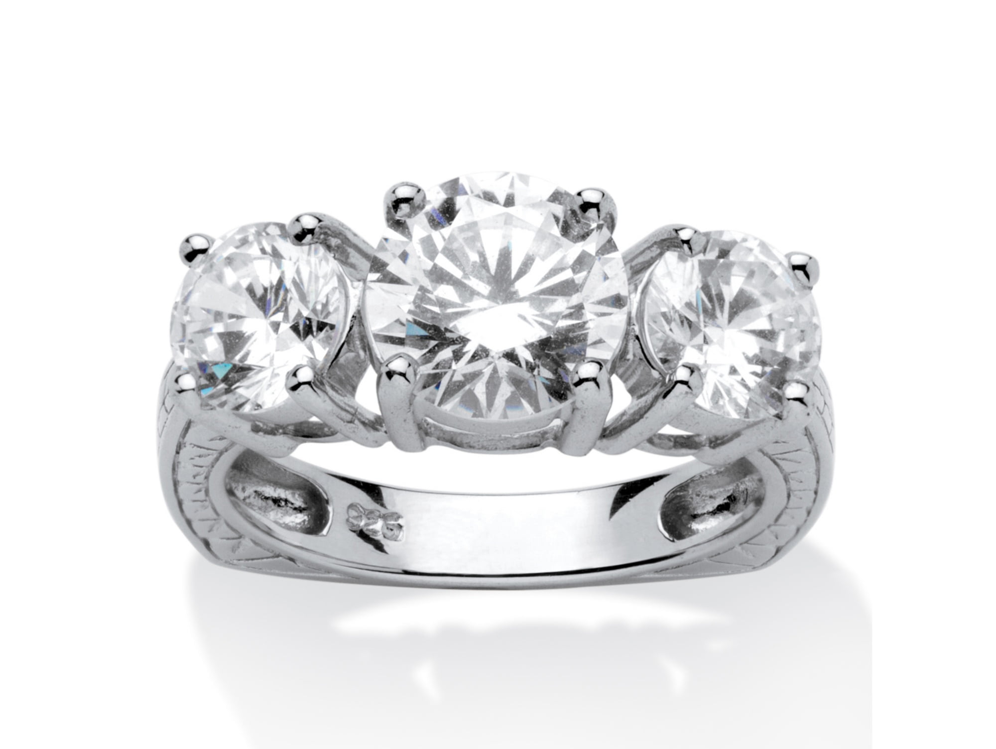 3.60ct Black Round Cut Diamond Three Stone Engagement Ring 925 Sterling Silver 