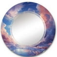 thumbnail image 2 of Designart "Clouds curious Wisps I" Landscapes Round Wall Mirror - Traditional Oval Printed Decorative Oversized Mirror - Multiple Color Options, 2 of 4