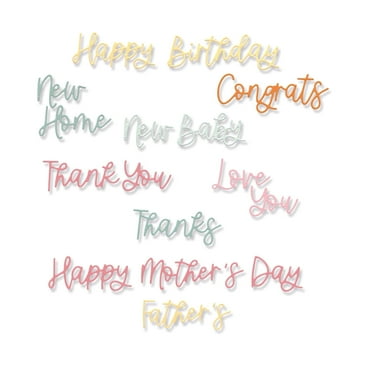 Sizzix Variety Sentiments Die-Cut Dies for Cardmaking, Scrapbooking, Papercraft, 14PK